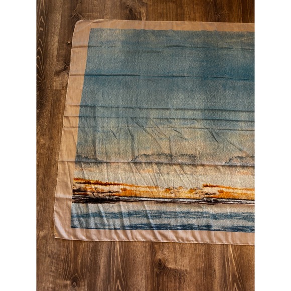 Doue by MFPA Coastal Landscape Scarf Watercolor Beach House Sarong 75x41 - Picture 5 of 9